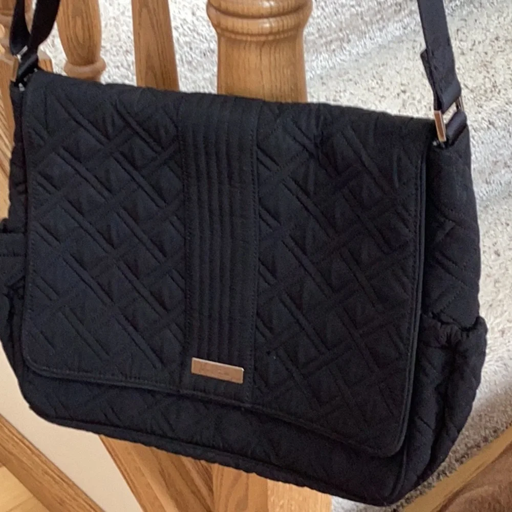 Vera Bradley Black Quilted Messenger Bag, laptop bag